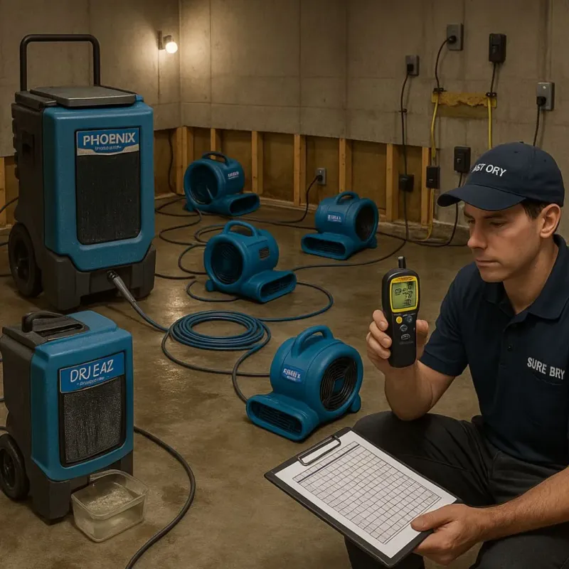 Structural Drying and Dehumidification process in Lago Vista, TX